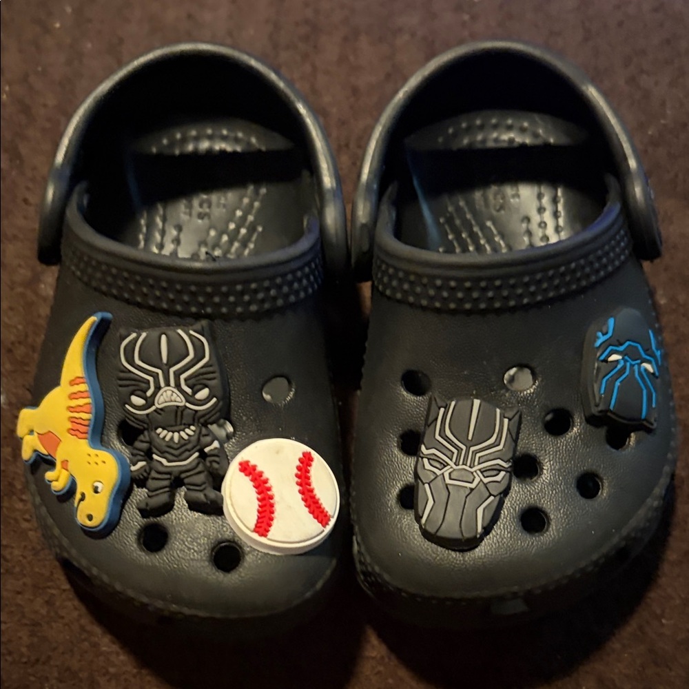 Infant Black CrocsShoes with Fun Jibbitz